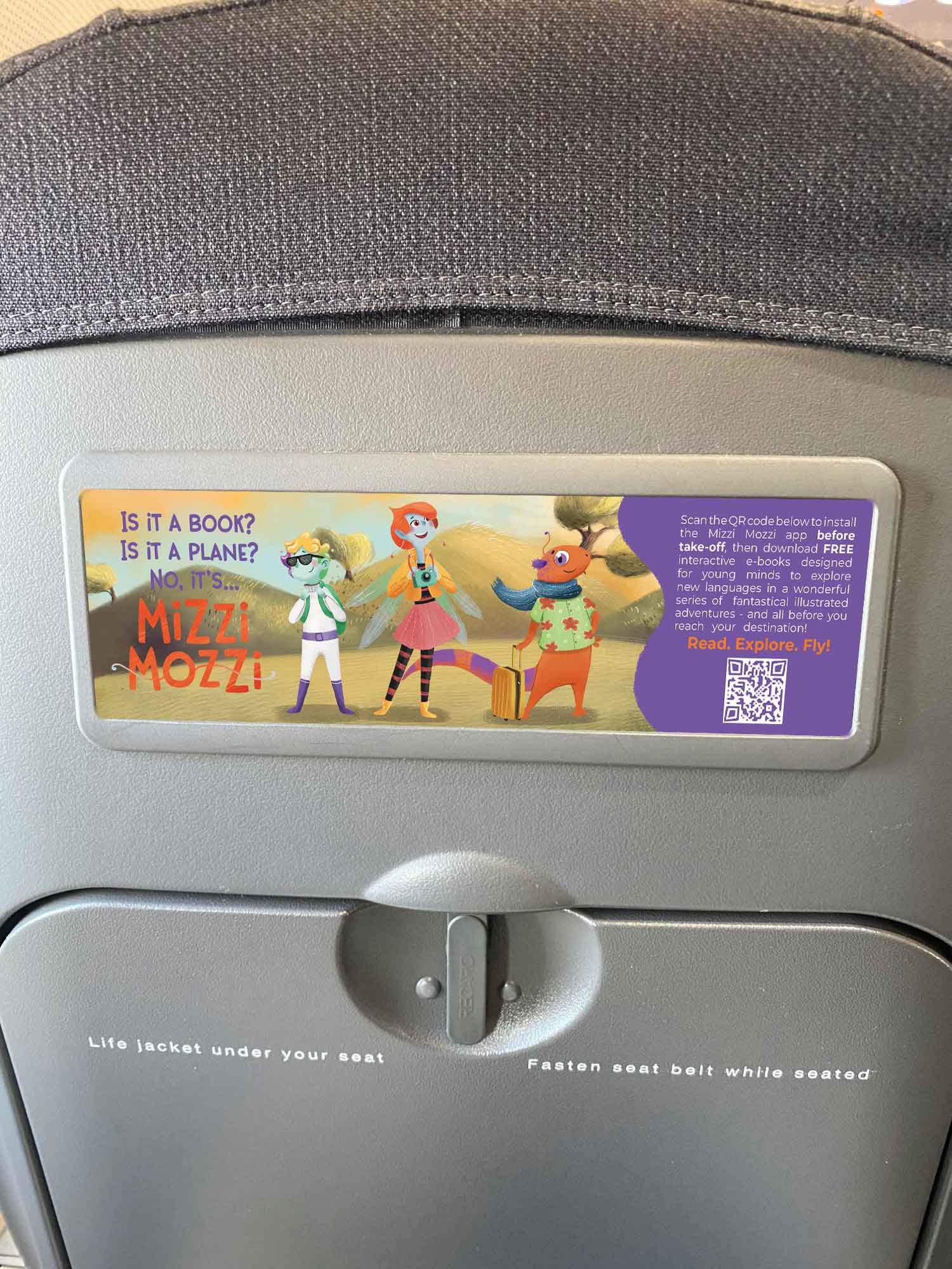 Mizzi Mozzi App on a plane screen